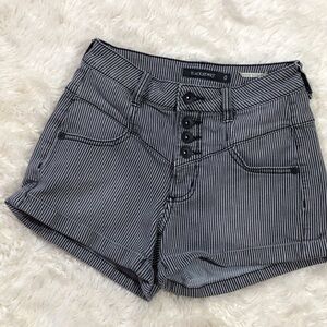 Blackheart High Rise Striped Shorts Black and White Striped